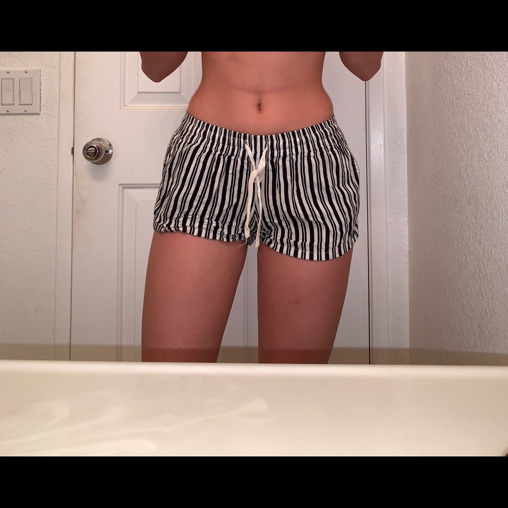 Super cute black and white striped beach shorts